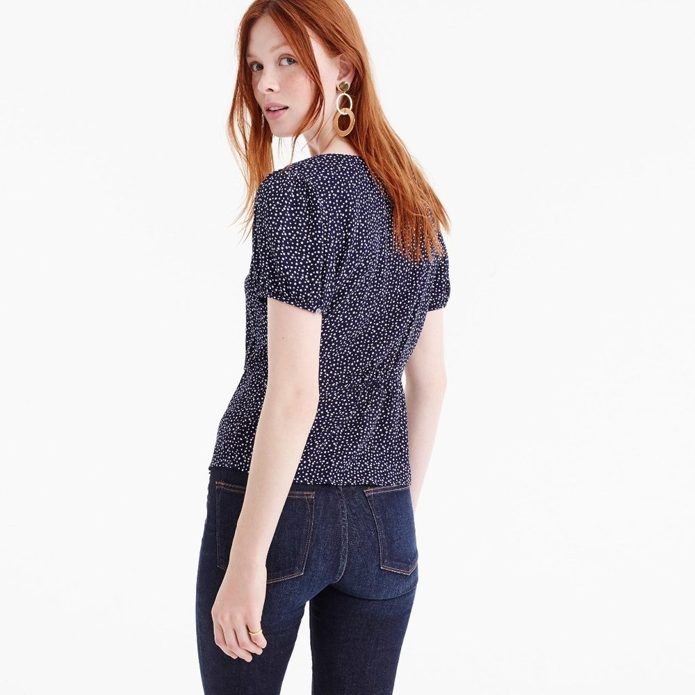 J.Crew Star Print Peplum Button Up Size 00